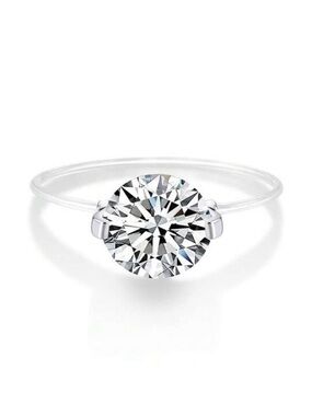 1 carat Moissanite ring with clear band in silver setting